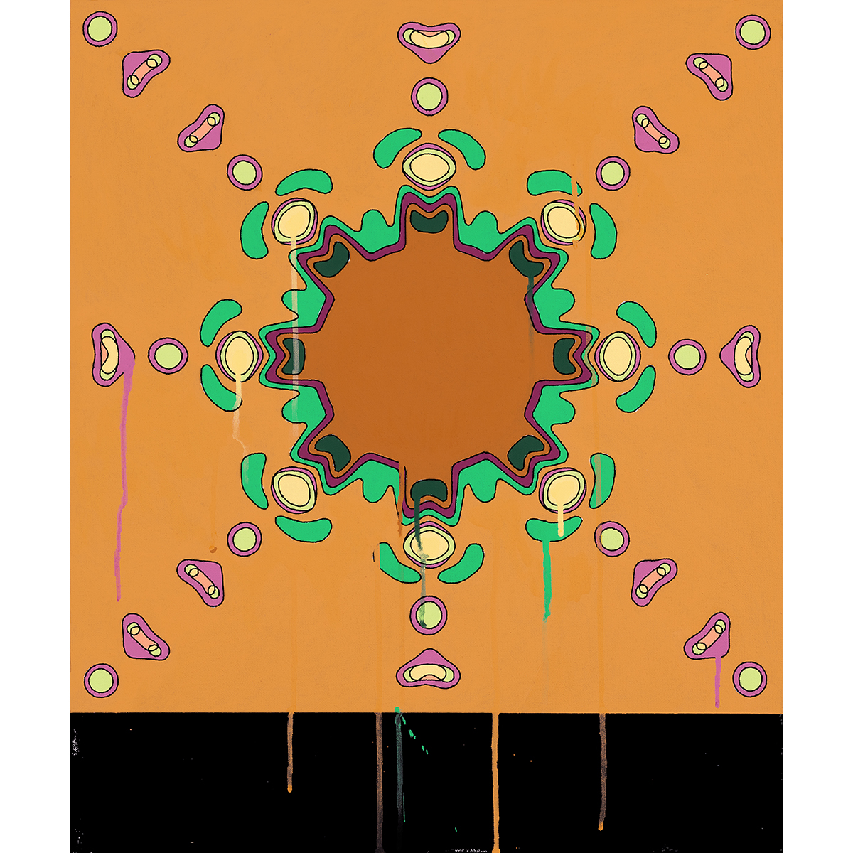 <br/>Cabresto Toggle, 11/25/2025<br/>24" x 20"<br/>acrylic and opaque marker on canvas